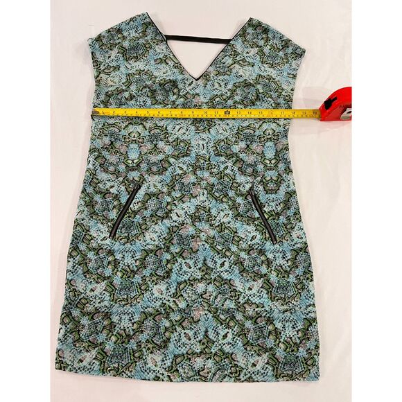 Maeve Anthropologie Serpentes Blue 100% Silk Tunic Dress with Zippered pockets - Picture 11 of 12